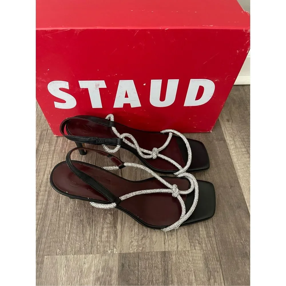 STAUD Women's Nicolette Rhinestone Slingback High Heel Sandals